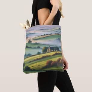 Misty Irish Hills Countryside Landscape Tote Bag