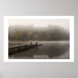 Misty Jetty - Loch Ard, Scotland Poster