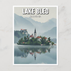 Misty Lake Bled Slovenia Postcard