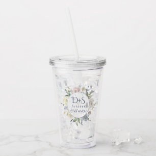 Misty Lake   Dusty Floral Always Forever Monogram Acrylic Tumbler