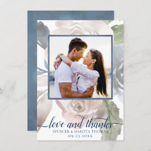 Misty Lake   Lovely Soft Dusty Hued Floral Photo Thank You Card