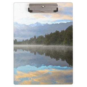 Misty Lake Trees Reflection Tranquil Nature Photo Clipboard