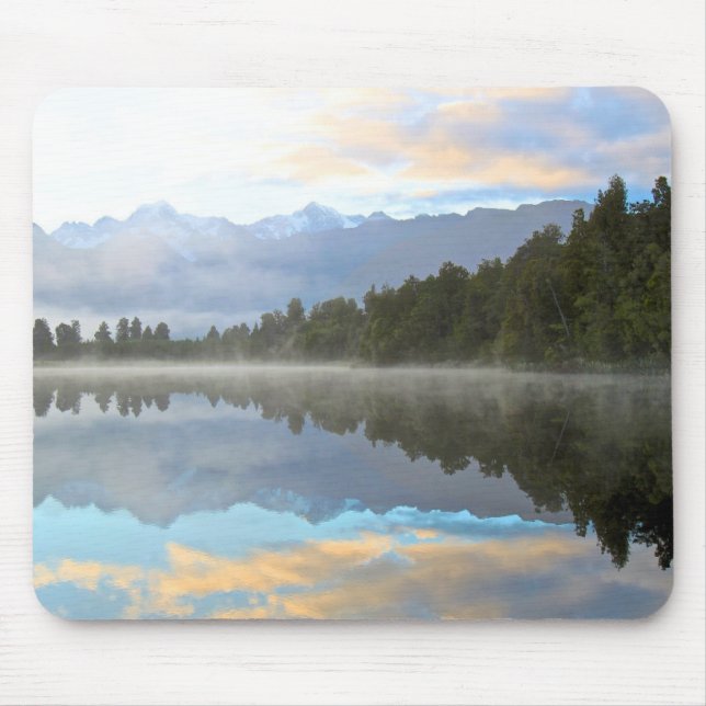 Misty Lake Trees Reflection Tranquil Nature Photo Mouse Mat (Front)