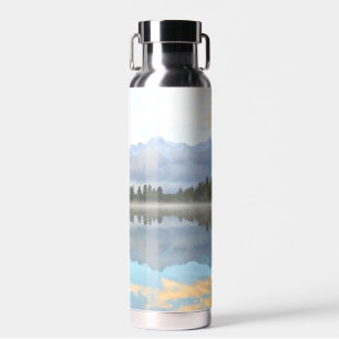 Misty Lake Trees Reflection Tranquil Nature Photo Water Bottle