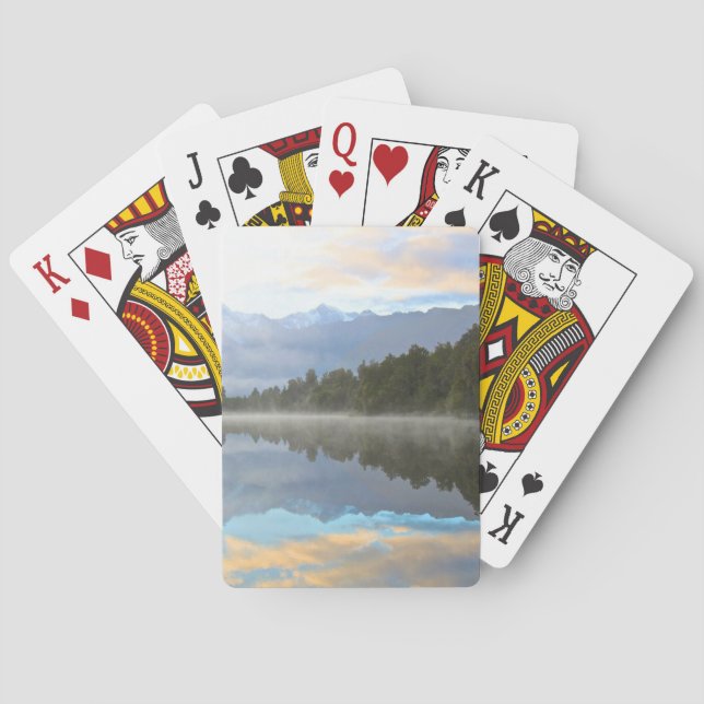 Misty Lake Trees Reflection Tranquil Nature Playing Cards (Back)