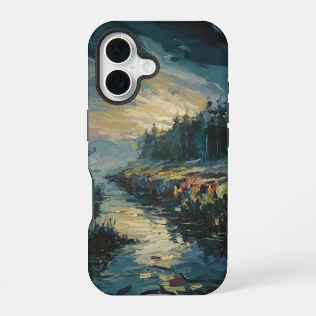 Misty Landscape Art iPhone 16 Case (Back)