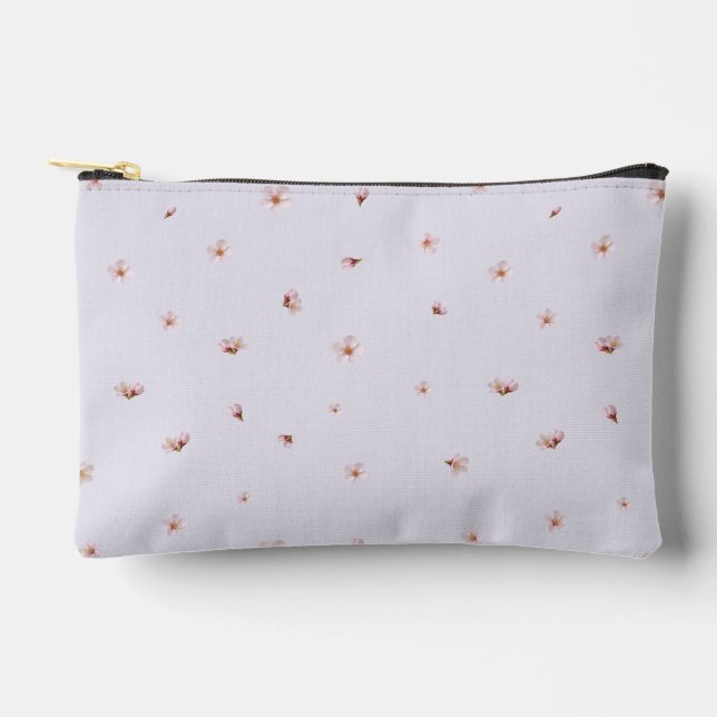 Misty Lavender Cherry Blossom Floral Pattern Accessory Pouch (Front)