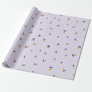 Misty Lavender Japanese Purple White Viola Floral Wrapping Paper