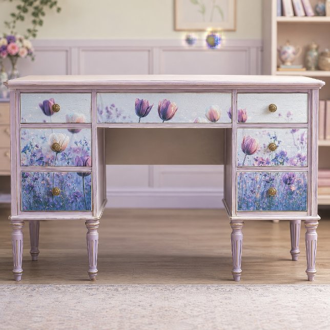 Misty Lavender Tulip Meadow Decoupage Tissue Paper (Creator Uploaded)