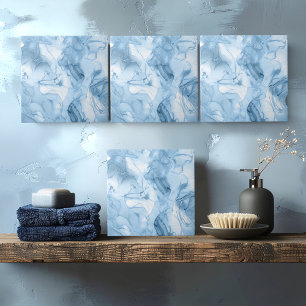 Misty Marble Abstract Pattern Light Blue ID705c Tile