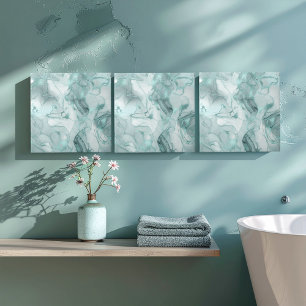Misty Marble Abstract Pattern Light Teal ID705c Tile