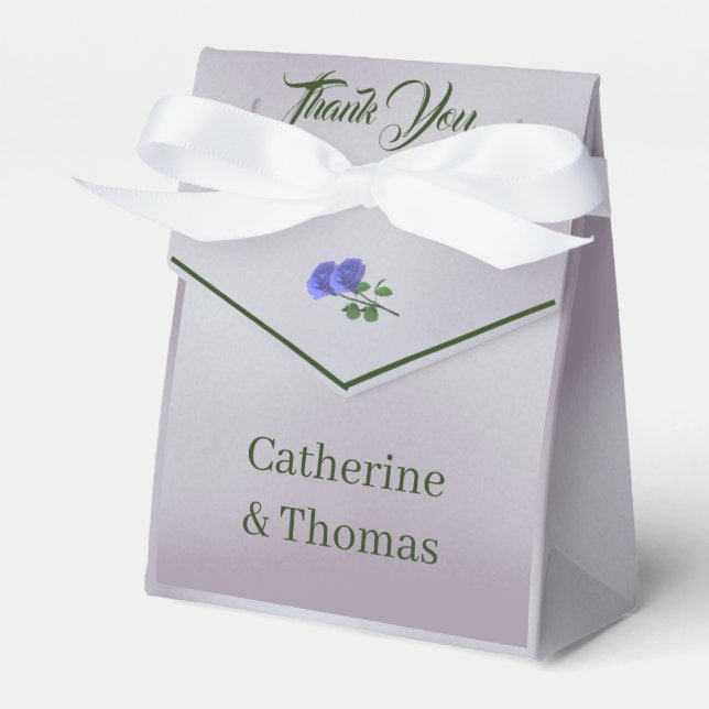 Misty Mauve & Green Favour Box (Front Side)
