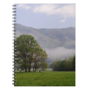 Misty meadow and Rich Mountain, Cades Cove, Notebook