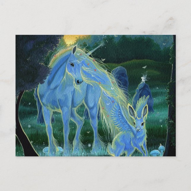 "Misty Midsummers Morning" Unicorn Postcard (Front)