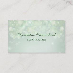 Misty Mint Bokeh Event Planner Business Cards