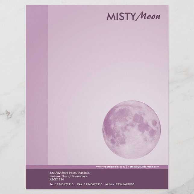 Misty Moon Blue II Personalized Letterhead (Front)