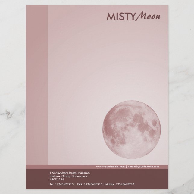 Misty Moon Brown Personalised Letterhead (Front)