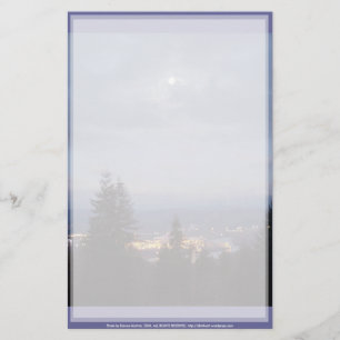 Misty Moon Over the Columbia River Stationery
