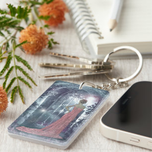 Misty moonlight night key ring