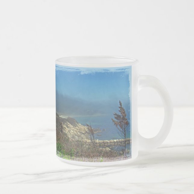 Misty Morning at Nobska Point - Cape Cod MA Frosted Glass Coffee Mug (Right)