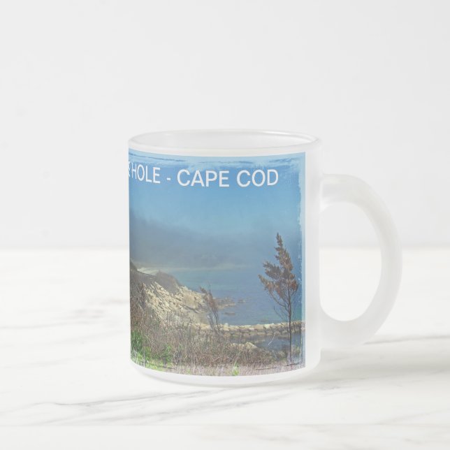 Misty Morning at Nobska Point - Cape Cod MA Frosted Glass Coffee Mug (Right)