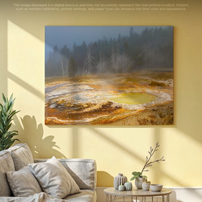 Misty Morning Geyser: A Yellowstone Wonderland Canvas Print (Creator Uploaded)