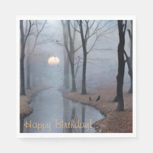 Misty Morning Happy Birthday Napkin
