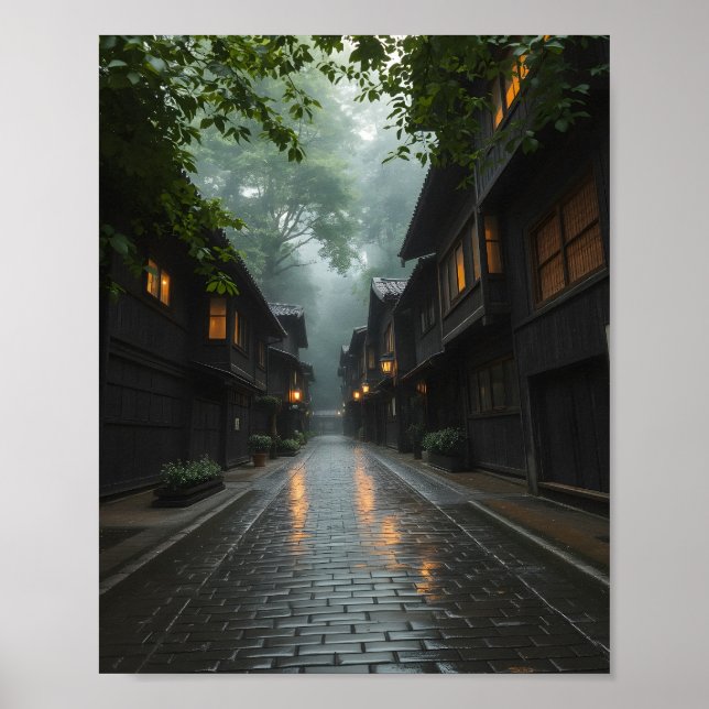 Misty Morning in a Japanese Village Poster (Front)