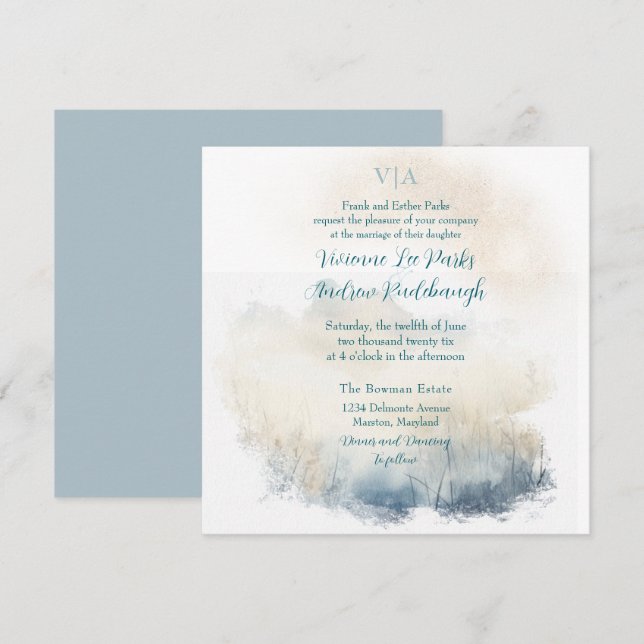 Misty Morning Meadow 2 Wedding Invitation (Front/Back)