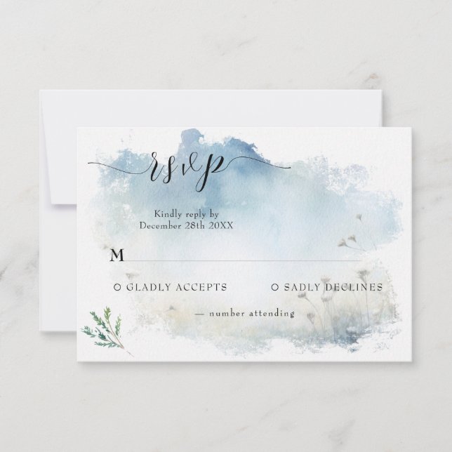 Misty Morning Meadow Wedding RSVP (Front)