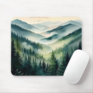Misty Morning Mountain Pines Mouse Mat