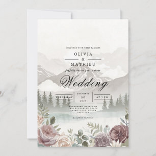 Misty Mountain Backdrop Romance Wedding Invitation