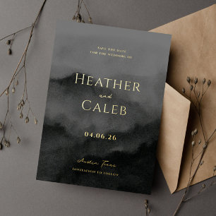 Misty Mountain Black Gold Wedding Save the Date