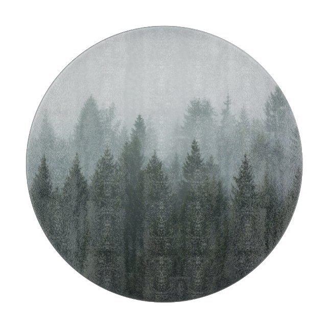 Misty Mountain Forest Autumn Fog Cutting Board (Front)