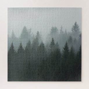 Misty Mountain Forest Autumn Fog Jigsaw Puzzle