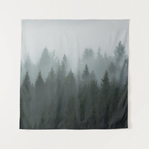 Misty Mountain Forest Autumn Fog Tapestry