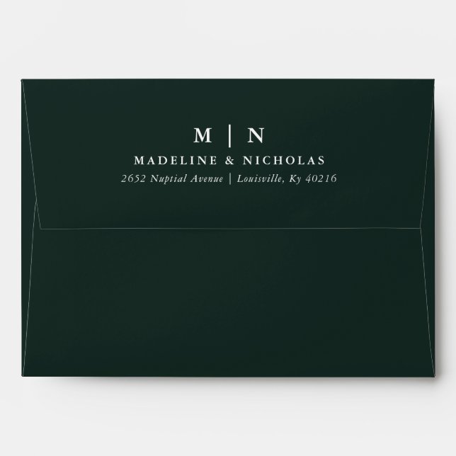Misty Mountain Forest Green Wedding Envelope (Back (Top Flap))