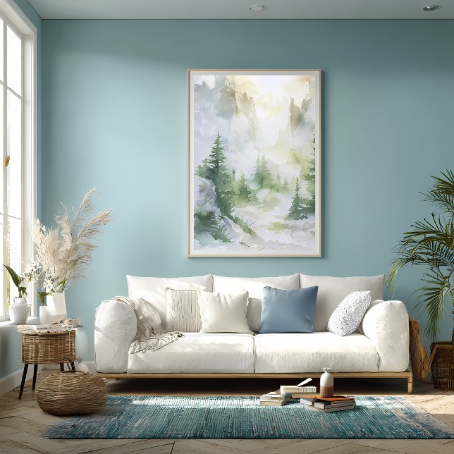 Misty Mountain Forest in Watercolor Poster (Creator Uploaded)