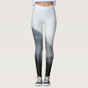Misty Mountain Forest: Scenic Landscape View Leggings
