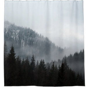Misty Mountain Forest: Scenic Landscape View Shower Curtain
