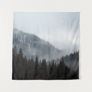 Misty Mountain Forest: Scenic Landscape View Tapestry