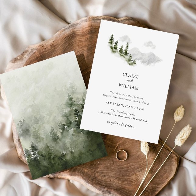 Misty Mountain Forest Wedding Invitation (Creator Uploaded)