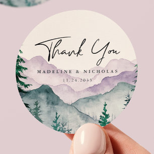 Misty Mountain Forest Wedding Thank You Classic Round Sticker