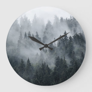 Misty Mountain Landscape Vintage Style Large Clock
