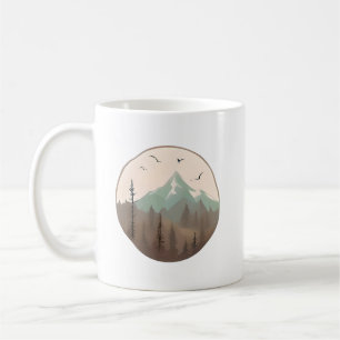 Misty Mountain Peaks – Serene Forest Landscape Coffee Mug