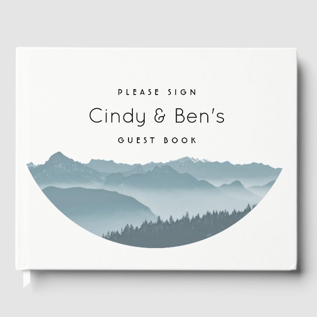 Misty Mountain Peaks Wedding Guest Book (Front)