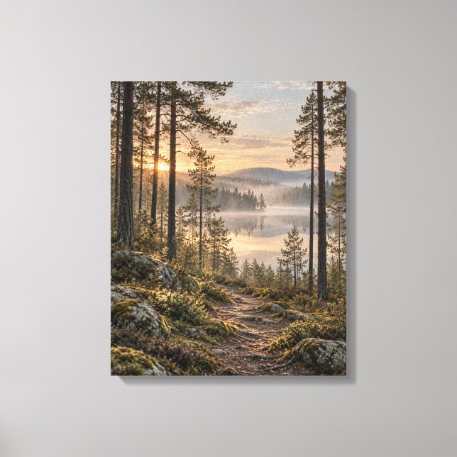 Misty Mountain Pond Canvas Print (Front)
