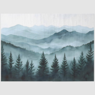 Misty Mountain Range Watercolor Decoupage Tissue Paper