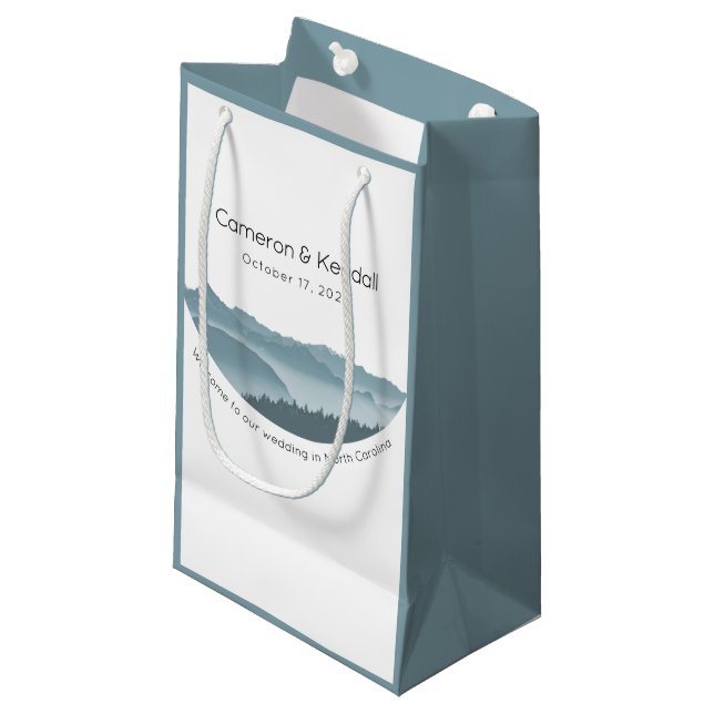 Misty Mountain Range Wedding Welcome Bags (Front Angled)