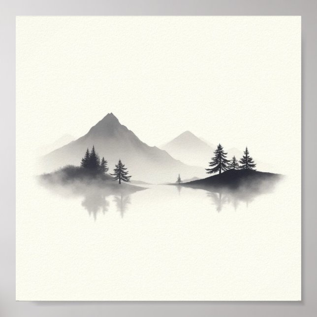  "Misty Mountain Reflections" Poster (Front)